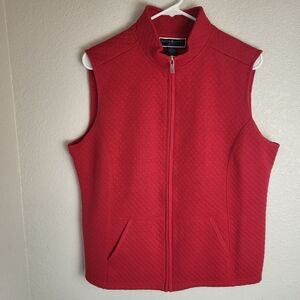 Karen Scott Sport Outerwear Vest Red Texture Women's Size Large Zip Up